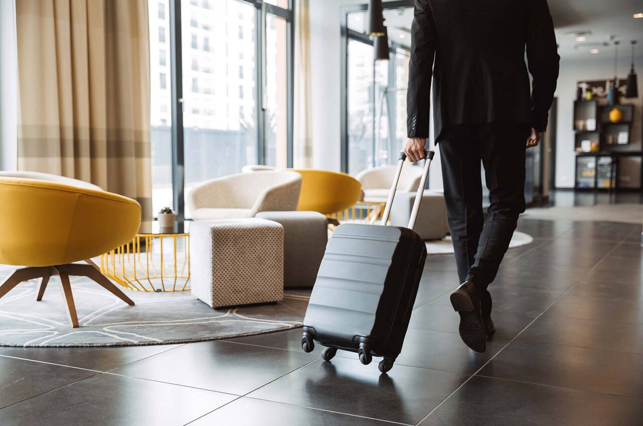 man moving with trolley 